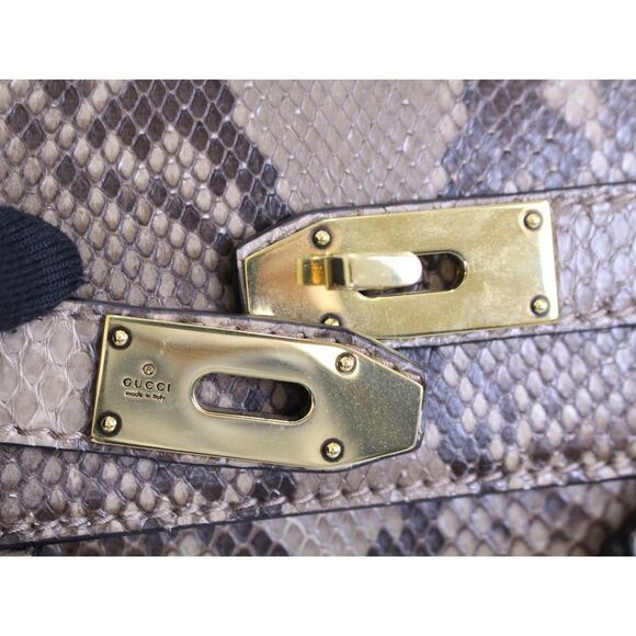 Gucci Handbag Python Beige Brown Leather Cadena with Key - Picture 13 of 16